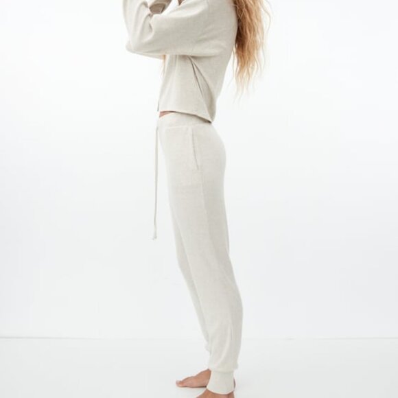 3 PC Set | Zara Beige Knit Cardigan, Joggers and Crop Top Set Size L NWT - Picture 1 of 16